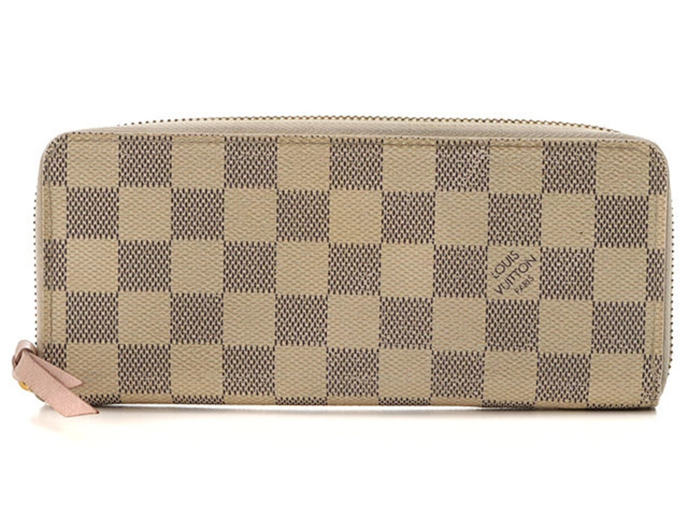 LOUIS VUITTON Portefeuille Clemence Damier Azur White Rose Pink Ballerine